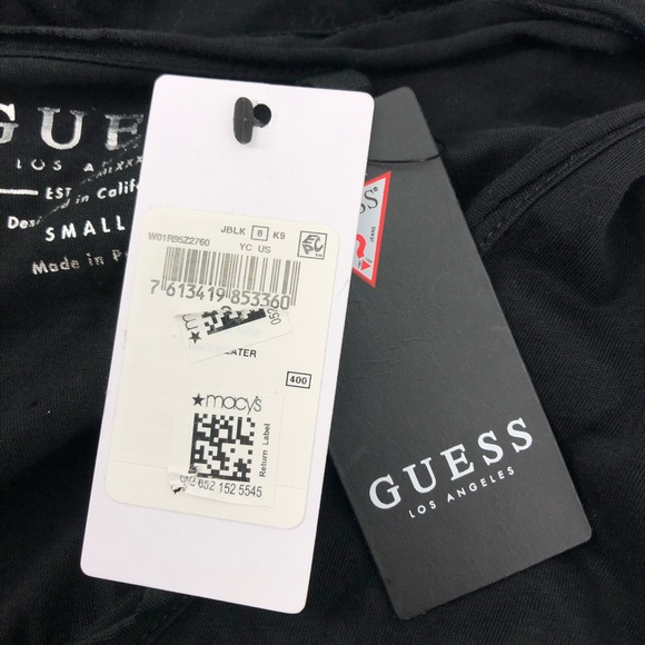 Guess Logo Black V-Neck Short Sleeve Tee, NWT - Picture 5 of 8